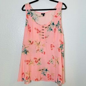 Torrid  Fit And Flare Rayon Slub Sleeveless Top Womens 3X Pink Floral Corset Top